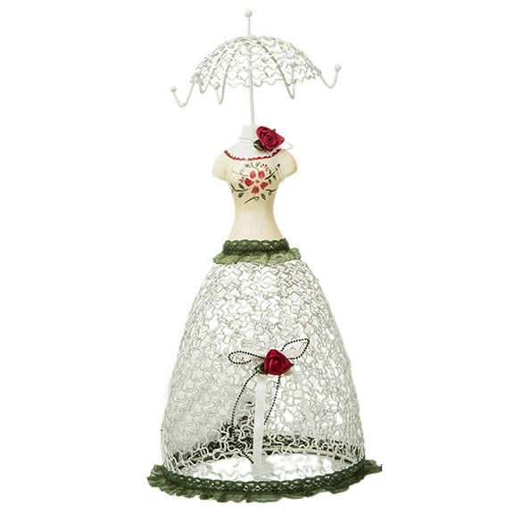 BNNG European Style Jewelry Display Rack - Wrought Iron Earring/Necklace Organizer Stand, Boutique Showcase Ornament for Window, Dresser Top Decor