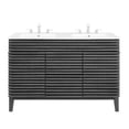thumbnail image 5 of Double Sink Vanity Cabinet, Dark Grey Gray White, Wood, Mid Century Hotel Bedroom Bathroom, Modern Contemporary HB33391, 5 of 11