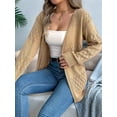 thumbnail image 4 of Womens Summer Crochet Cardigan Long Sleeve Light-Weight Casual Knit Sweaters Khaki L, 4 of 8
