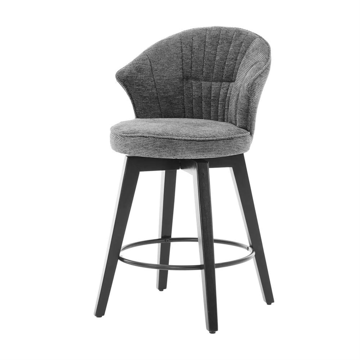 Demi Bonn 36" Counter Height Bar Stools Set of 2, Swivel Barstools with Back, Chenille Upholstered, Kitchen Island Countertop Chairs for Dining Room, Gray
