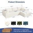 thumbnail image 4 of 108" Cloud Couch Modular Sectional Sofa, Deep Seat Corduroy L-Shaped Couch with Chaise Lounge, No Assembly Required Upholstered Sectional Sofa for Living Room Apartment (Beige, Right Facing Chaise), 4 of 9