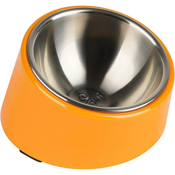 Cuenco inclinado de 15° sin desorden para perros y gatos, comedero para perros con ángulo inclinado, antideslizante y antiderrames, más fácil de alcanzar la comida S/0,5 taza naranja brillante