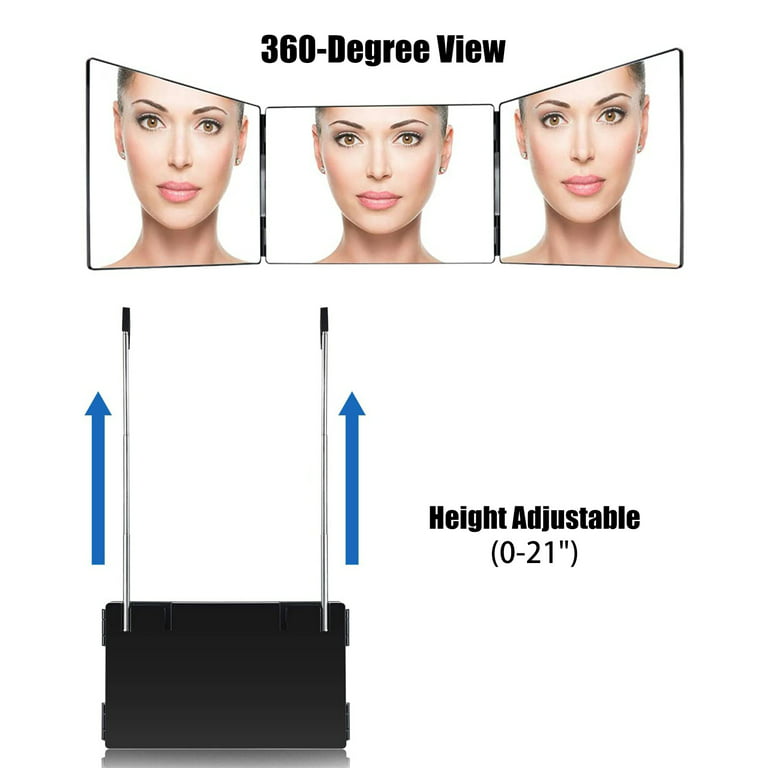 Mirror for Hair Cutting, Glass 360 degree Mirror, Self Cut Mirror for  Makeup, Styling, Coloring, Grooming, Shaving, Telescopic Aluminum Hook 
