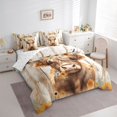 thumbnail image 3 of jejeloiu Cute Highland Cattle 7-Piece Bedding Comforter Set,Rustic Plant Floral King Bedding Sets,Old Wooden Board Bed Sheets For Kids,Microfiber Bedroom Decor Reversible, 3 of 8
