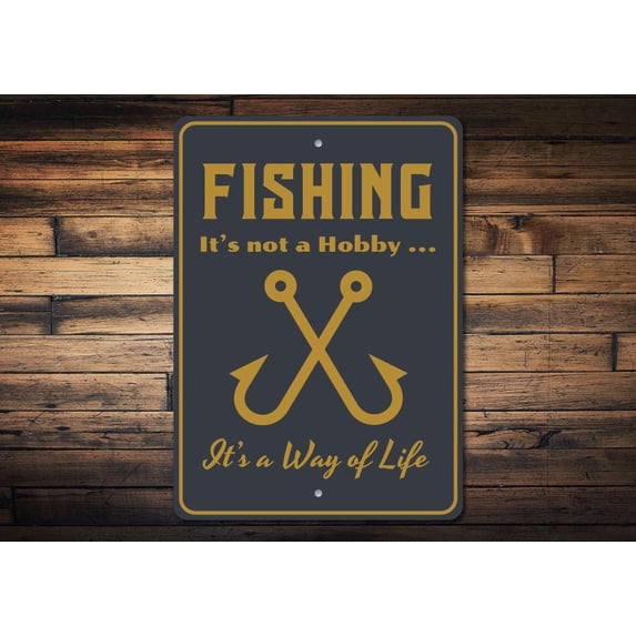 Fishing Hobby Novelty Sign, Metal Wall Decor - 10x14 inches