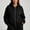#0154-Black, variant on Women's Plain Midweight Fleece Full-Zip Hoodie with Drawstring (Available in Plus Size) for Fall Winter