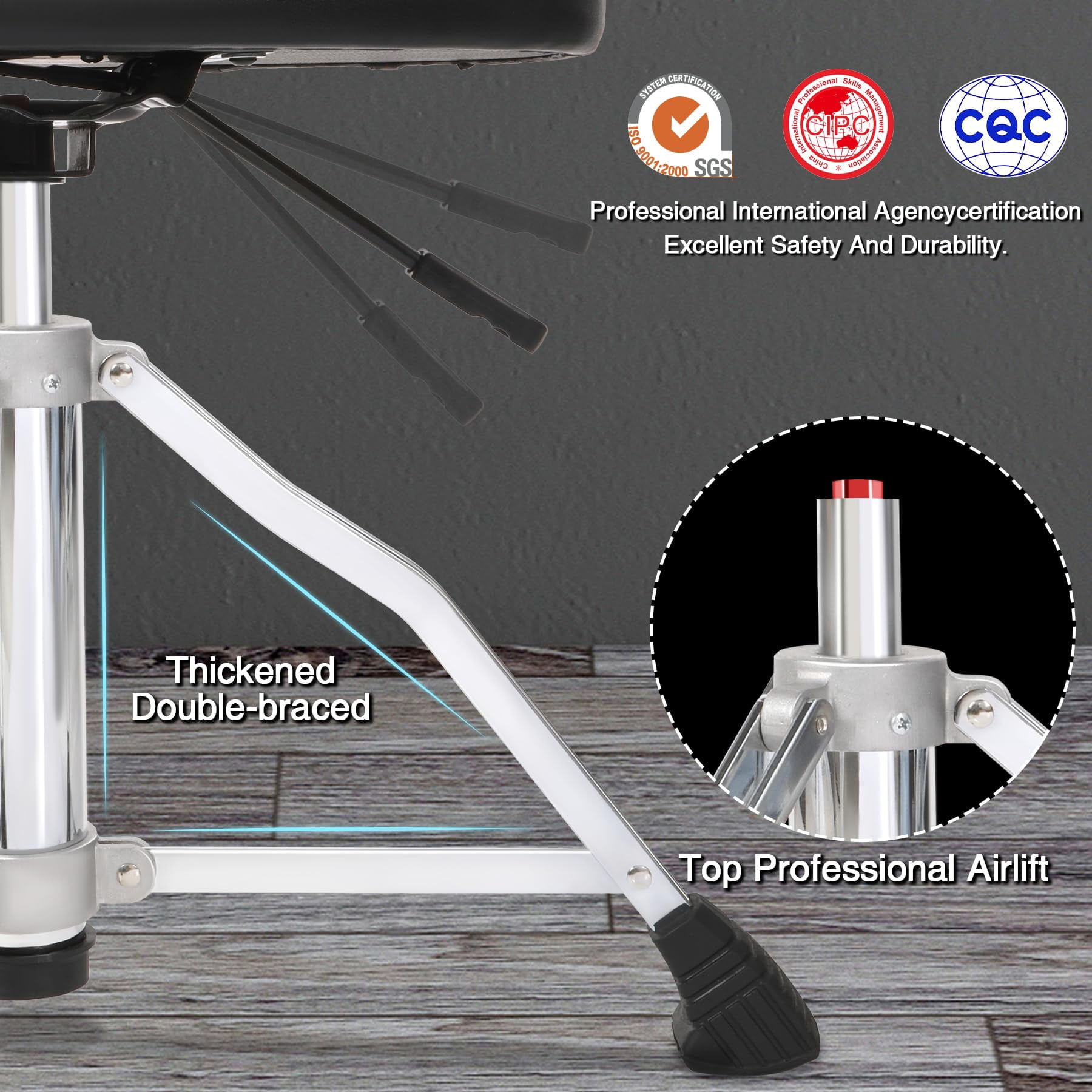 RedSwing Hydraulic Drum Throne, Adjustable Drum Thrones Seat with Anti-Slip Feet Saddle, Motorcycle Style Drum Chair for Adults Drummers