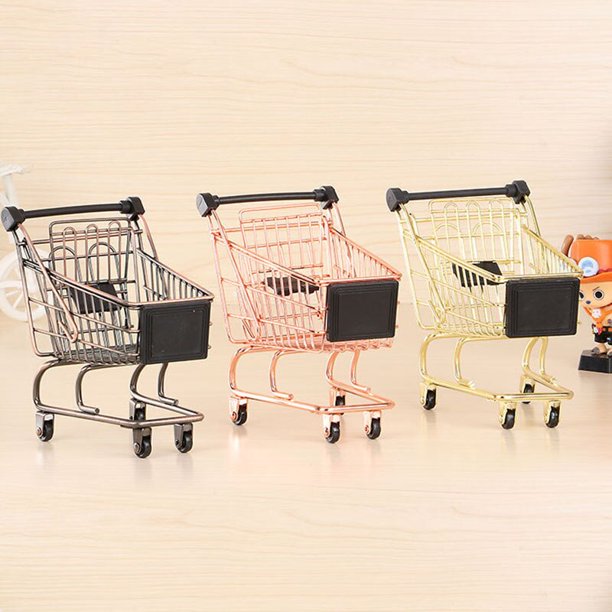Crazy Mini Shopping Cart ToyTrolley Basket Makeup Small Things Storage Frame Office Supplies Pen Container heqiyong LED