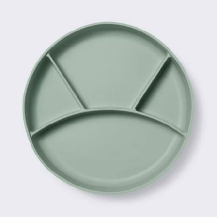 Silicone Suction Divided Plate - Green