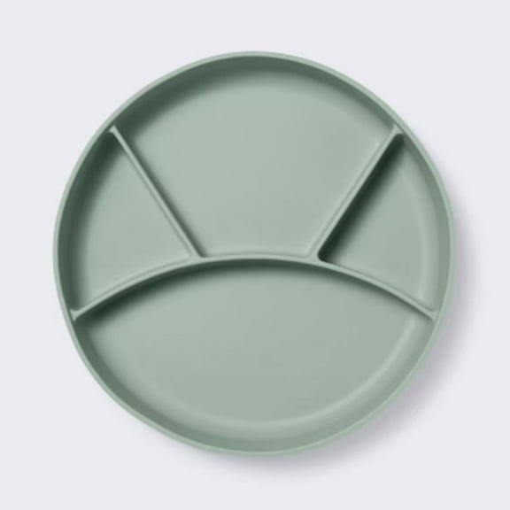 Silicone Suction Divided Plate - Green