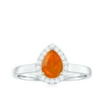 thumbnail image 4 of Rosec Jewels 1 CT Teardrop Fire Opal Ring with Diamond for Women, 10K White Gold, US 5.50, 4 of 10