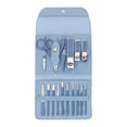 thumbnail image 4 of Juego de manicura de acero al carbono de 16 piezas, cortaúñas profesional, tijeras para cejas, alicates para cutículas y pedicura, color azul., 4 of 12