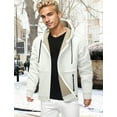 thumbnail image 3 of FEOYA Hooded Coat Men's Thermal Thick Outwear Softshell Coat Fleece Sweatshirt Winter Sherpa Lined Jacket Zip Up with Pockets L White, 3 of 6