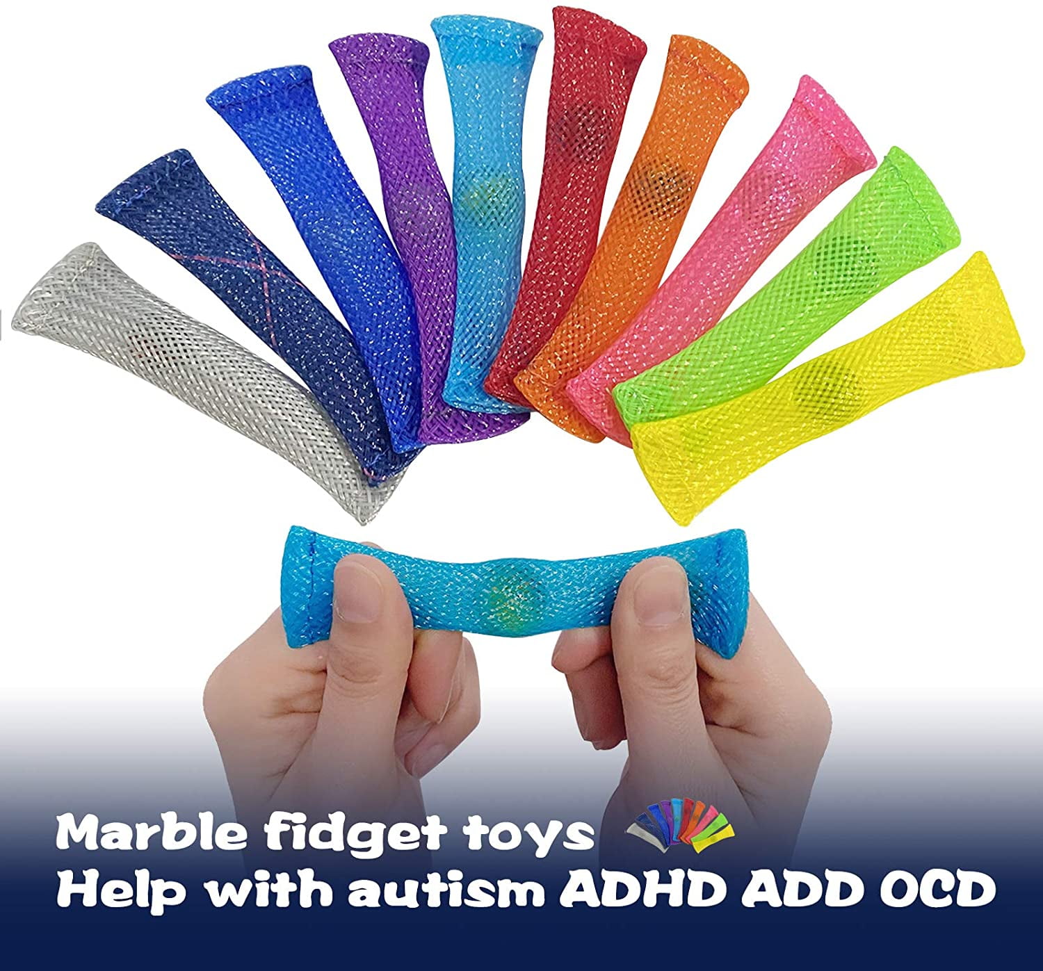 Yellow Marble Mesh Fidget Tube Anxiety Stress Autism ADHD Symptom Aid 