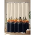 thumbnail image 4 of Shower Curtains Abstract Black Orange Waves City Bath Curtain Modern Art Waterproof Bathroom Shower Curtain Set with Hooks Decoration 72 x 72 Inches, 4 of 7