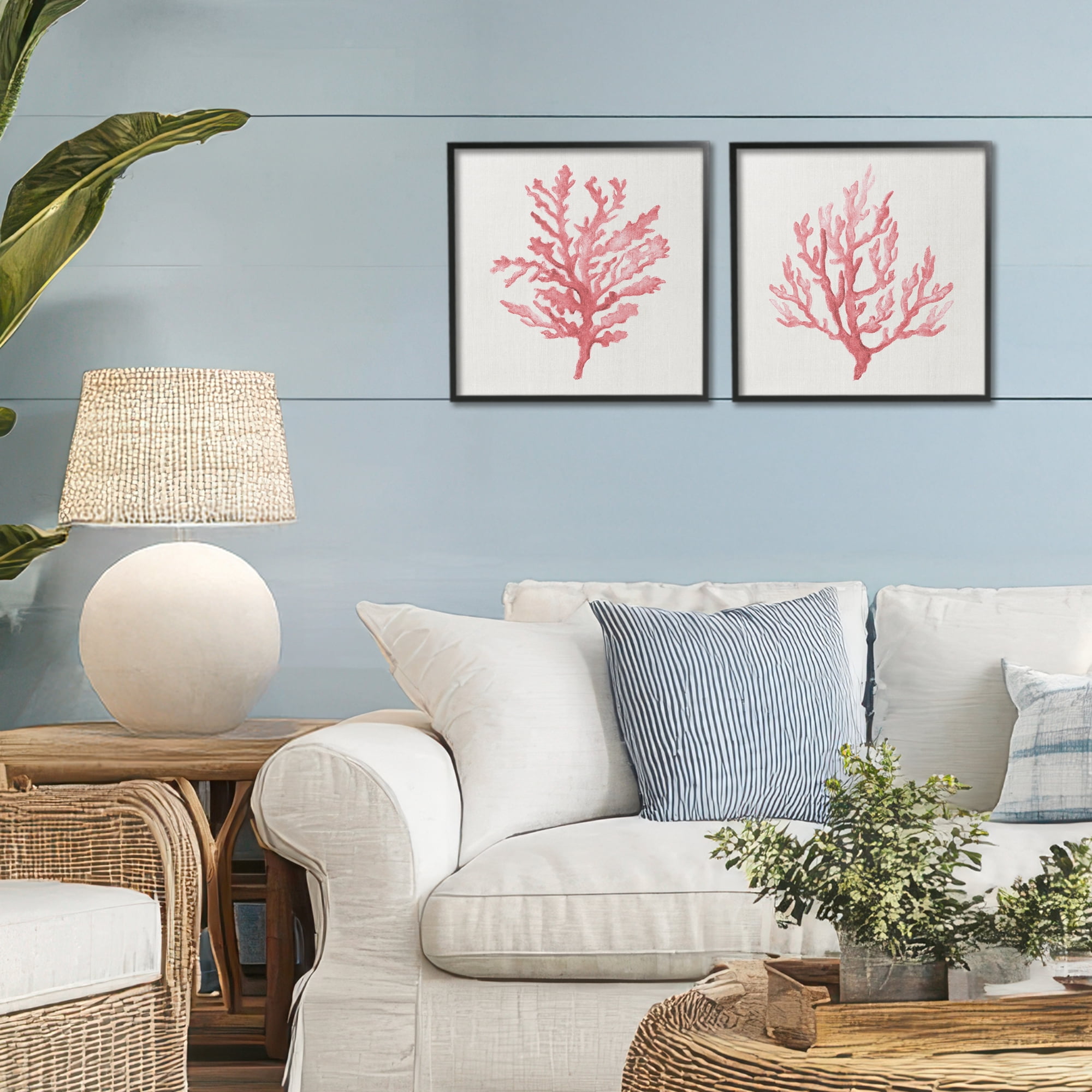 Stupell Industries Rosy Pink Coral Branches 2 Piece Black Framed Giclee Art Set, design by Janet Tava