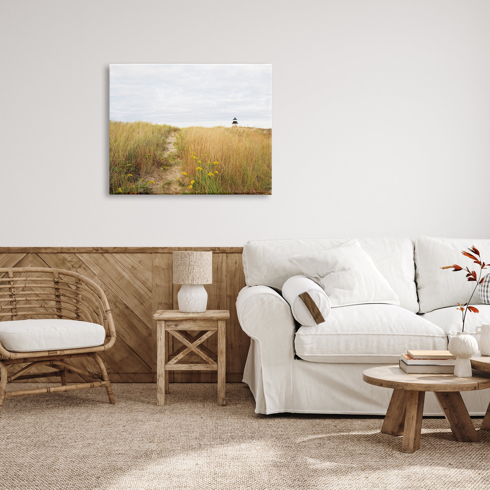 Stupell Industries Lighthouse Grassland Scenery Nature Photography Gallery Wrapped Canvas Print Wall Art, 40 x 30
