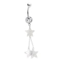 thumbnail image 4 of Belly Button Ring - 14ga Star Dangle 316L Surgical Steel - Large CZ Gem, 4 of 6