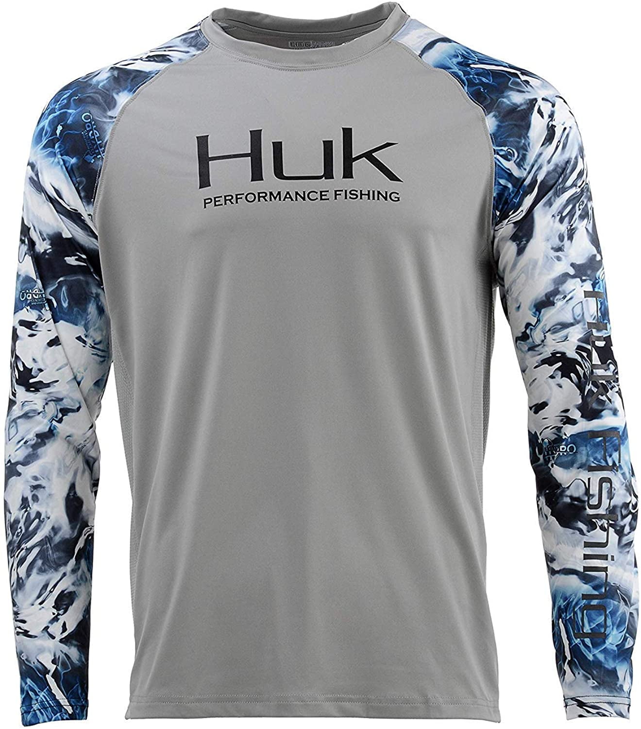 HUK Mens Double Header Vented Long Sleeve Shirt Ice Blue 3X-Large 