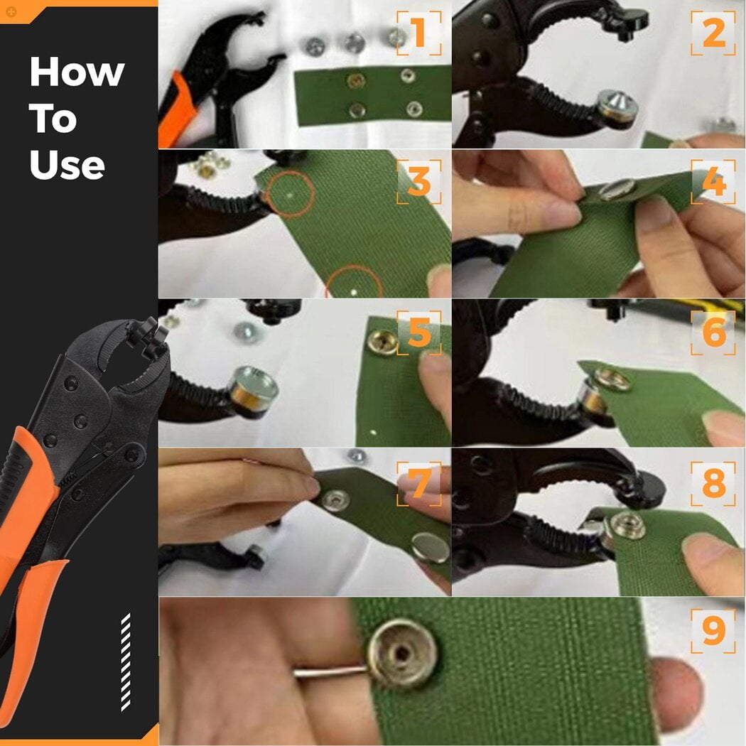 Snap Fastener Tool Kit, Heavy-Duty Snap Setter Tool Kit with Perforation Tool, 3 Molds & 140 Metal Snaps, efficient Snap Button Tool with Adjustable Bolt for Canvas, Leather, Tarps, Boat Covers