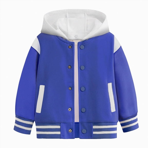 NLOMOCT Jackets for Boys Kids Varsity Jacket Girls Boys Baseball Jacket Bomber Coat School with Pocket Blue,2-3 Years