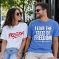 thumbnail image 3 of Freedom Matching Couple Comfort Colors Shirts, I Love The Taste Of Freedom Tee Set, Patriotic 4th Of July Gift For Couples, 3 of 7