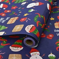 PEIBang Christmas Wrapping Paper Roll,Vintage Kraft Gift Wrapping Paper,Santa Deer Tree Gift Wrap Paper for Xmas Gifts,Winter and Holiday Decor