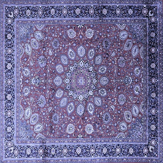 Ahgly Company Indoor Square Medallion Blue Traditional Area Rugs, 8' Square