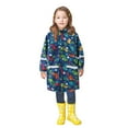 thumbnail image 3 of WERYOUNG Children's Boys Girls Button Rain Jacket Hooded Windproof Raincoat Kids Long Sleeve Hoodie Trench Toddler Dailywear, 6-7 Years, Dark Blue, 3 of 5
