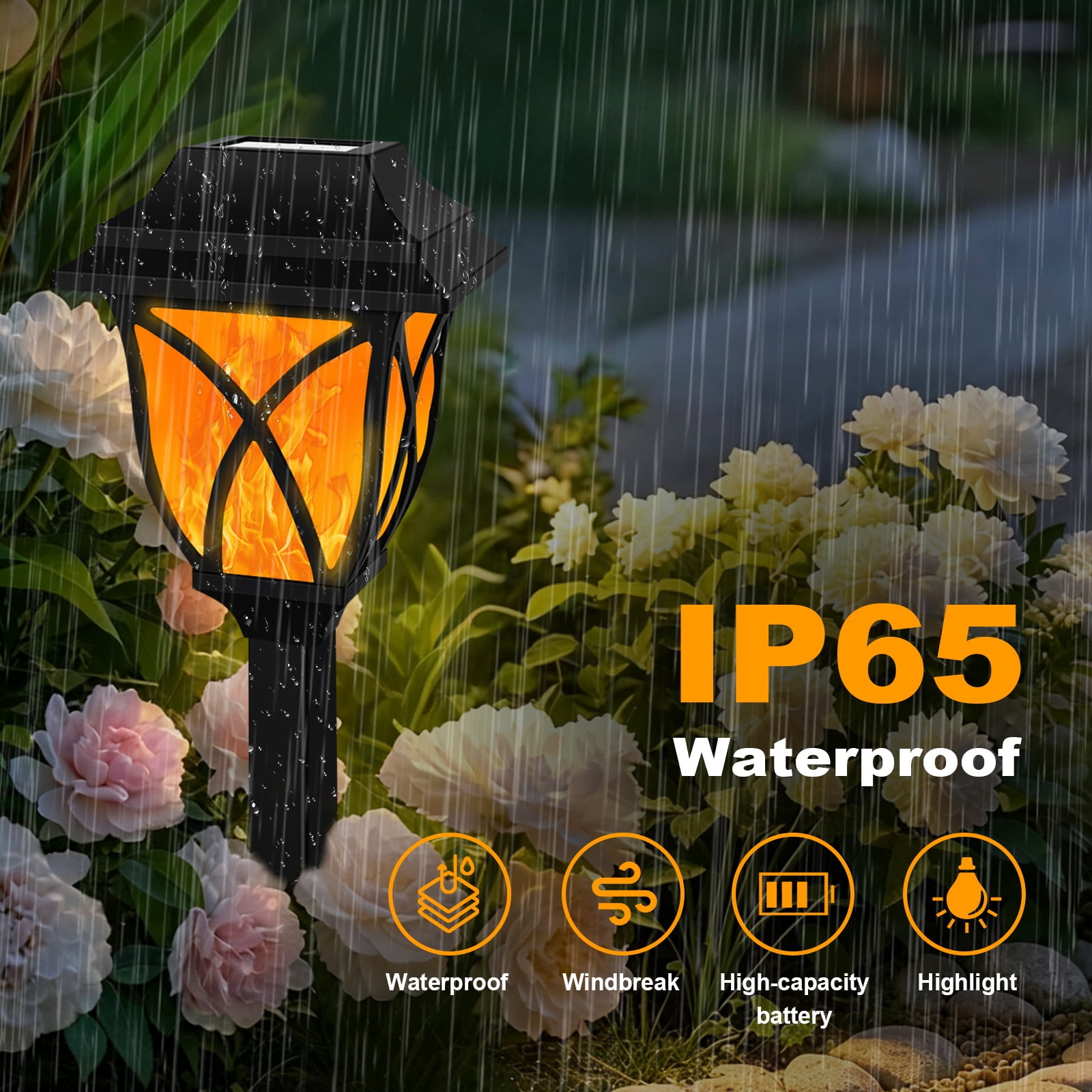 TopZoo Solar Lights Outdoor Pathway, 6 Pack Solar Garden Stake Lights for Yard Patio Walkway Planter Pool, LED Waterproof, Flame Orange