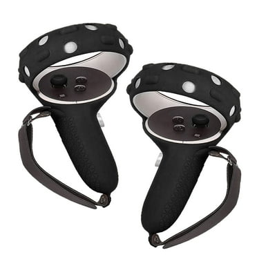 Insten Controller Grips Cover For Oculus Quest 2 VR Headset Touch Controllers Accessories Protector Silicone Case with Knuckle Straps Adjustable Anti-Throw Handle, Black 1 Pair