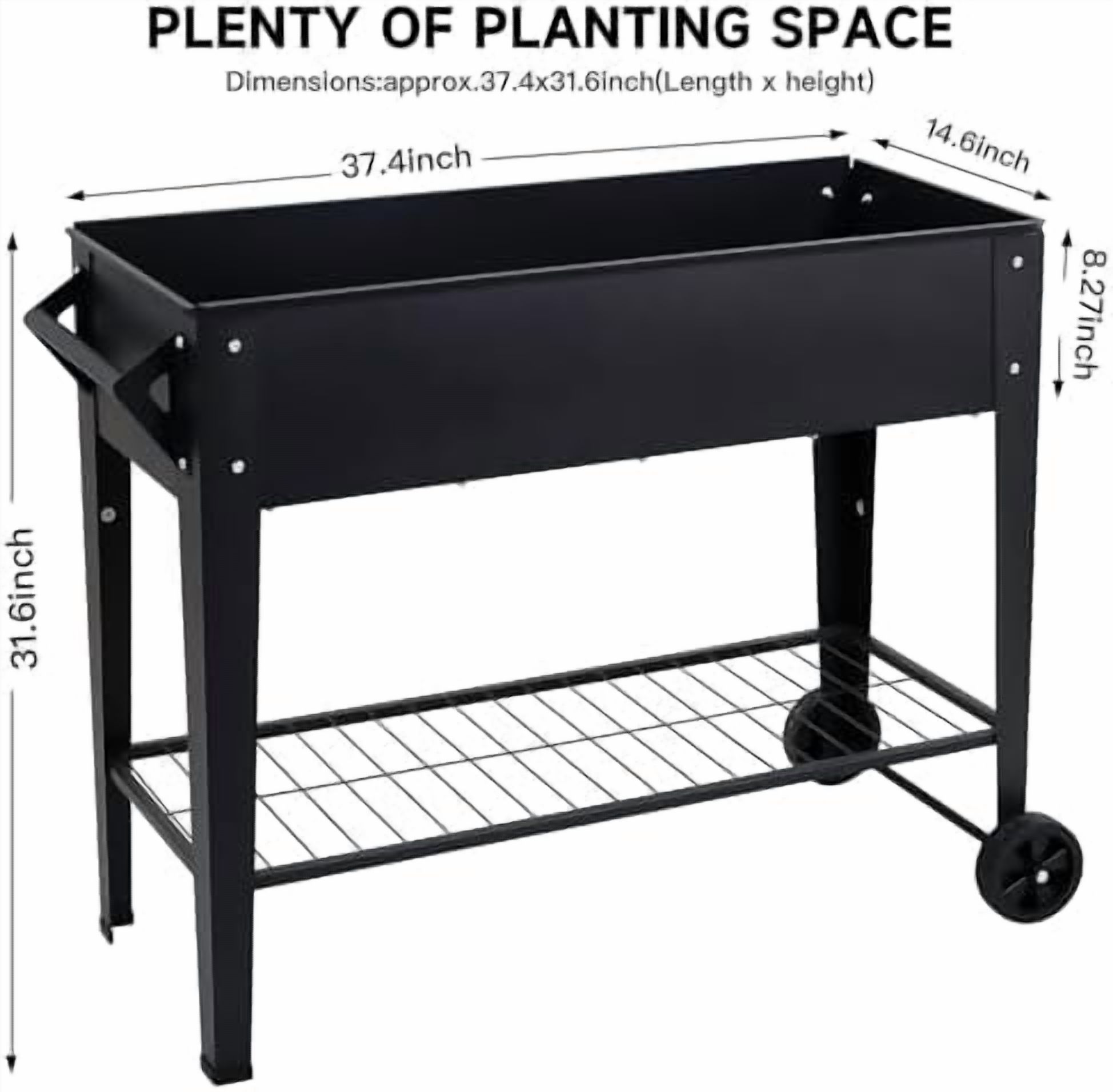 Elevate 32" Tall Raised Garden Bed Outdoor with Wheels & Shelf for Mobility, 400LBS Capacity, Anti-Rust Steel Planter Box for Vegetables/Herbs, Patio-Balcony-Backyard
