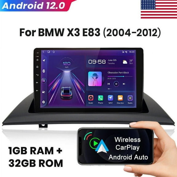 LICHENGTAI Car Stereo Radio Fit for BMW X3 E83 2004-2012, 9-inch Android 12 Touch Screen Car Stereo with Apple Wireless Carplay/Android Auto, with Bluetooth, Backup Camera, 1 32G