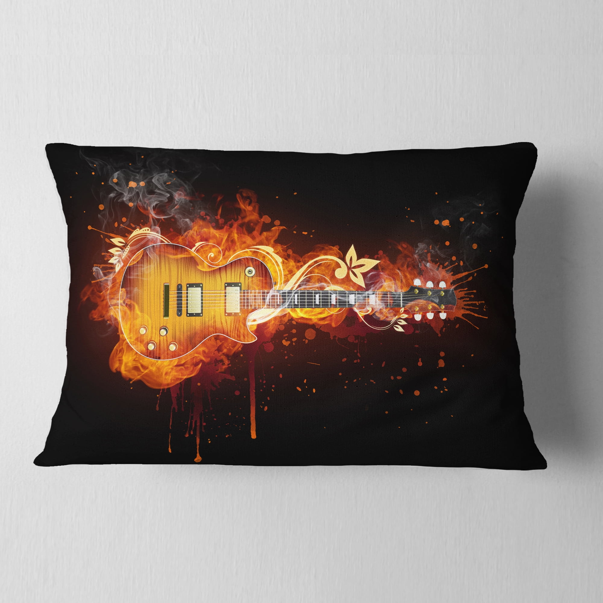 Designart Electric Guitar - Abstract Throw Pillow - 12x20