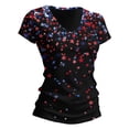 thumbnail image 3 of Trendfront Womens Patriotic T Shirts V Neck Short Sleeve Stars Print All Over Print 4th Of July 250th Anniversary Country Pride Tee Tops, 3 of 4