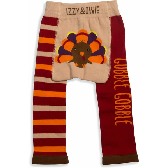 Pavilion Gift Company Izzy & Owie-Turkey Thanksgiving 6-12 Month Unisex Baby Leggings, Brown, 6-12 M