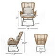 thumbnail image 6 of GDF Studio Izidro Outdoor Wicker and Glass 3 Piece Chat Set with Cushions, Light Brown and Beige, 6 of 13