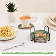 thumbnail image 7 of 6 Pcs Drink Coasters with Holder 3.94in Woven Coasters for Drinks Orange and White Pumpkins Coaster Set for Protection Table, 7 of 7