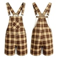 thumbnail image 4 of BOOMNY Oktoberfest Mens Short Bib Overalls Wide Leg Jumpsuits for Men Loose Fit Adjustable Strap Plaid Casual Shortalls With Pocket, 4 of 5