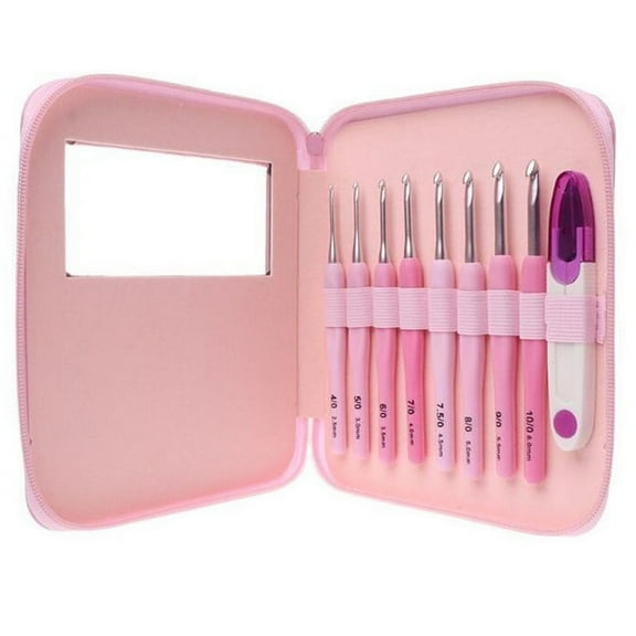 9pcs Crochet Hook Kit Ergonomic Soft Handle Aluminum Hooks Set with 8 Sizes for DIY Crafts Knitting Crocheting Supplies
