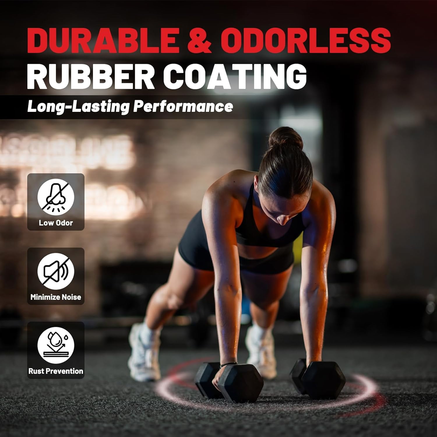 ROALW Hex Dumbbell Sets with Rack, 150lb Rubber Coated Dumbbell Weight Set and Storage Rack, Multiple Options Hand Weights for Strength Training