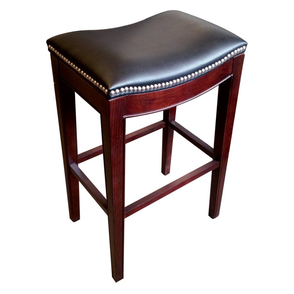 SaddleStyle 3210 Lynn Bar Stool in Espresso Finish and Black Vinyl