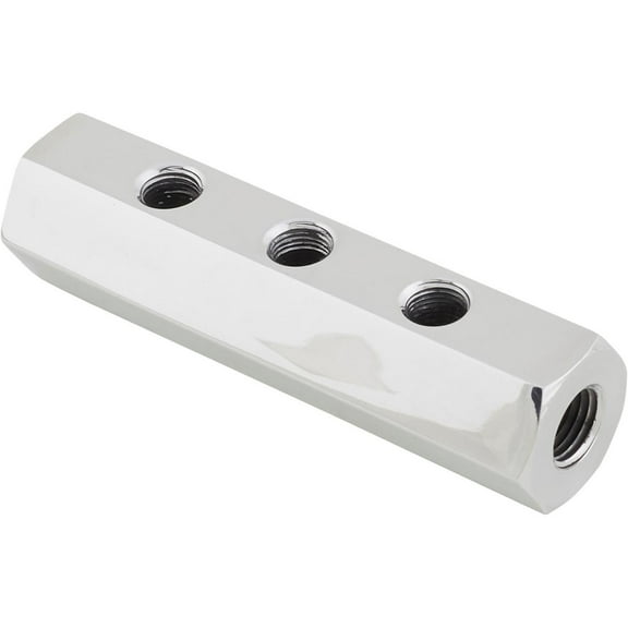 Hex Polished Aluminum Fuel Block, 3-Hole