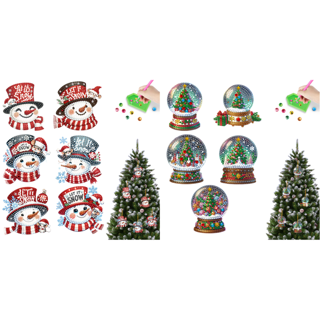 6 Uds Acrílico Forma Especial Invierno Muñeco Nieve 5D DIY Diamante Arte