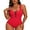 Red, variant on Sociala Womens Tummy Control 1 Piece Monokini Swimwear Zipper Backless Swimsuit