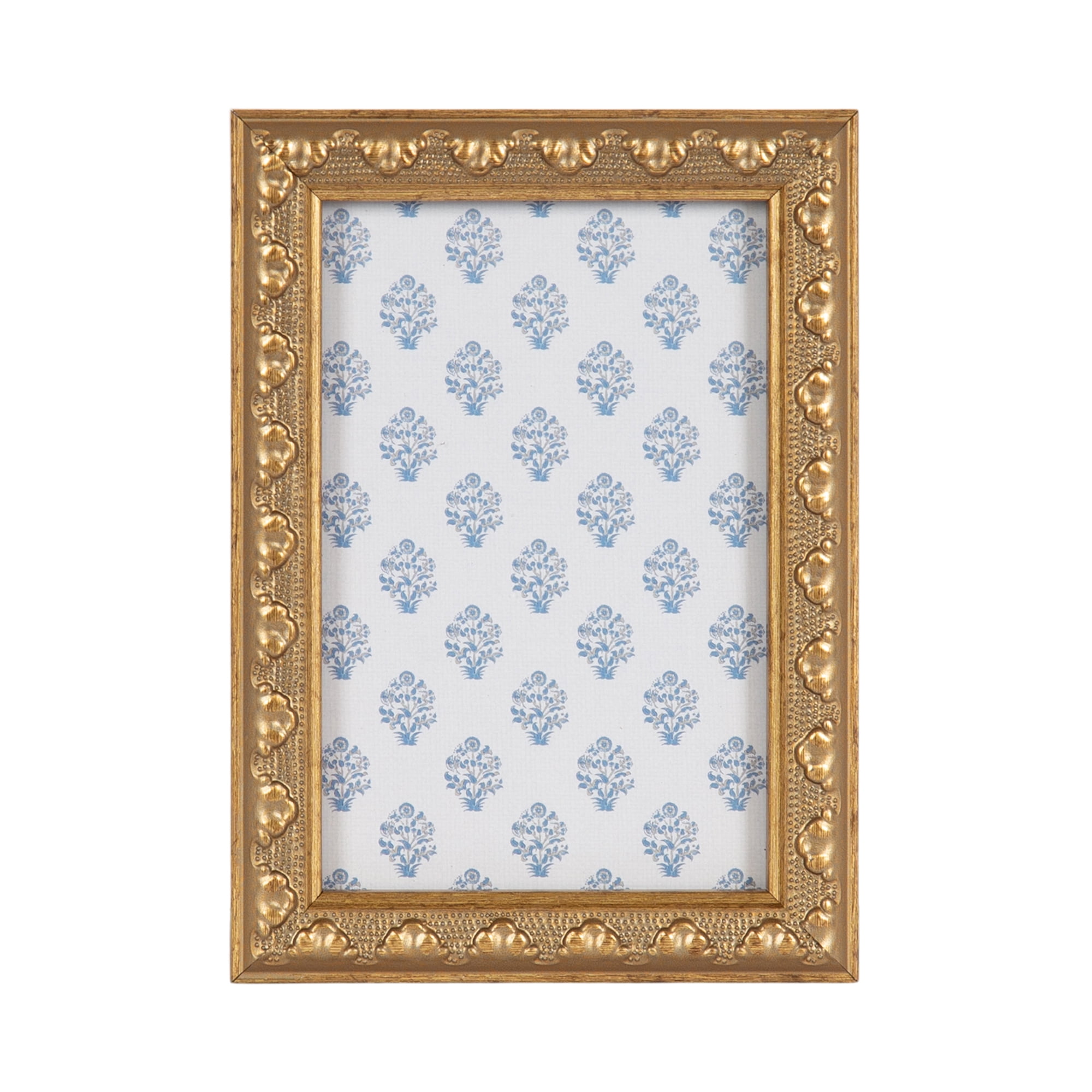 DesignOvation – 4x6 Picture Frame – Slim Ornate Antique Gold Tabletop Photo Frame