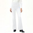 thumbnail image 2 of Felirenzacia Women's High Wasit Bootcut Jeans no Pocket, 4 Way Stretch Fitness Flare Jeggings White Denim Pants,L, 2 of 9