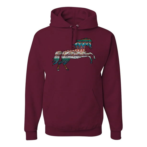 Wild Bobby Plaid Paisley Retro Vintage Wild Horse Animal Lover Graphic Hoodie Sweatshirt Maroon Small Walmart Com Walmart Com