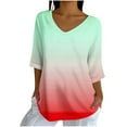 thumbnail image 2 of Shirts for Women Plus Size 3/4 Sleeve V-Neck Casual Print Loose Blouse Shirts,Tops for Women Red XL, 2 of 5