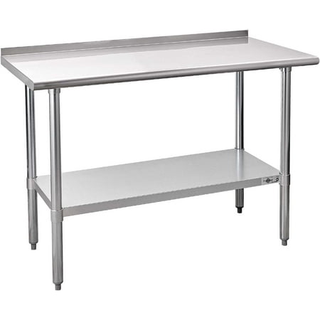 

Stainless Steel Prep Table NSF Commercial Work Table with Backsplash and Undershelf for Kitchen Restaurant 24×48 Inch